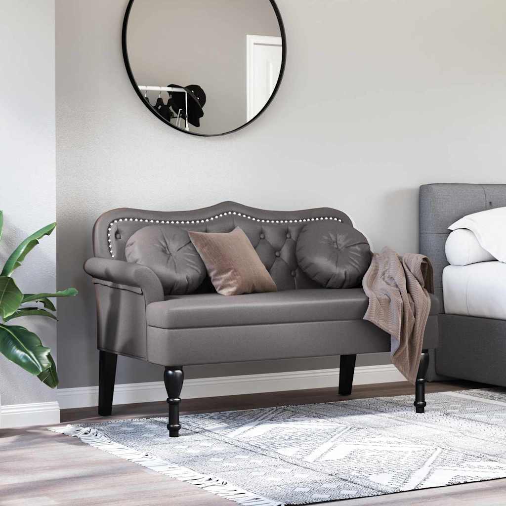 Chesterfield Bank mit Kissen Grau 120,5 x 65 x 75 cm Kunstleder