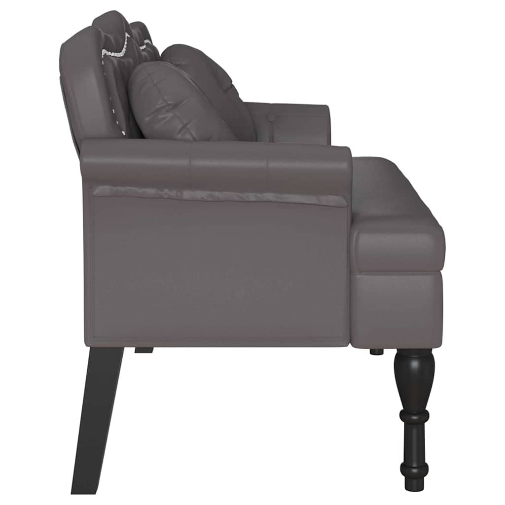 Chesterfield Bank mit Kissen Grau 120,5 x 65 x 75 cm Kunstleder