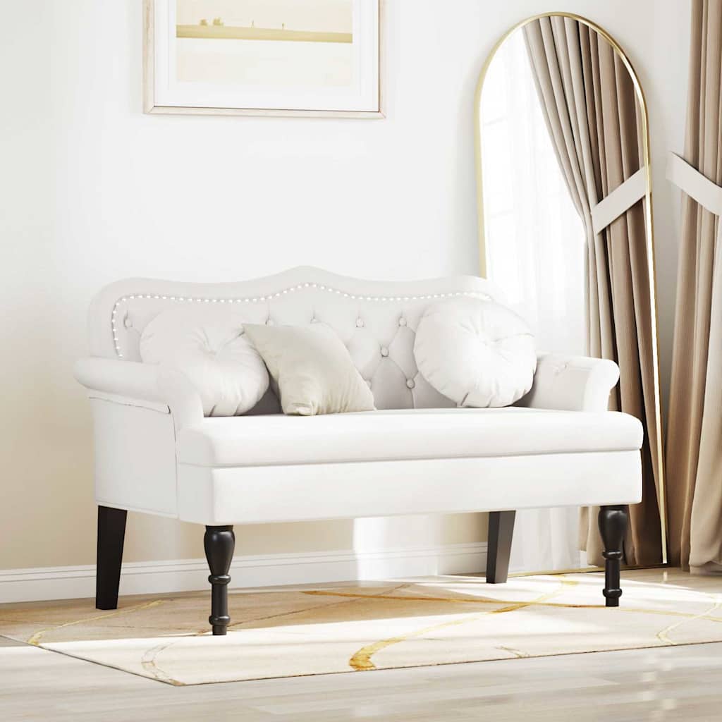 Chesterfield Bank mit Kissen Weiß 120,5 x 65 x 75 cm Kunstleder