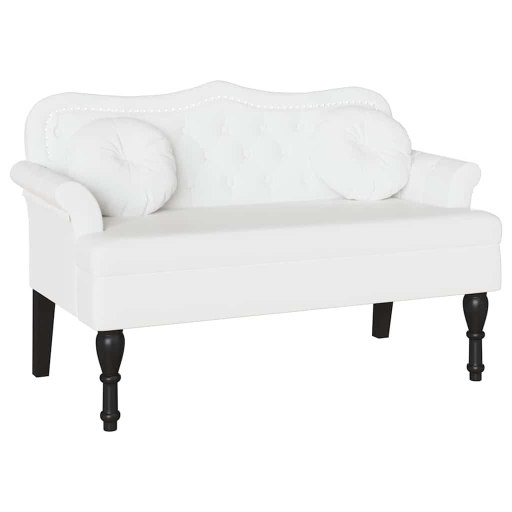 Chesterfield Bank mit Kissen Weiß 120,5 x 65 x 75 cm Kunstleder