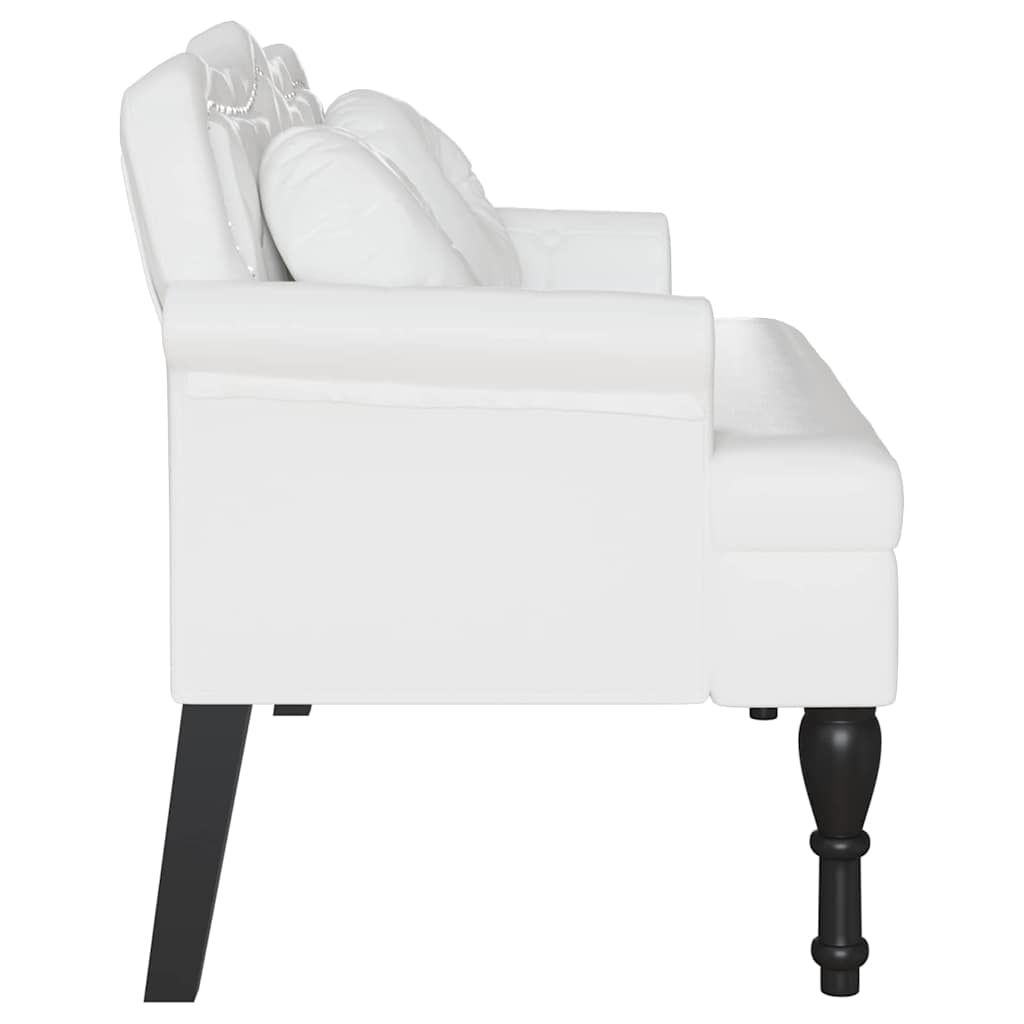 Chesterfield Bank mit Kissen Weiß 120,5 x 65 x 75 cm Kunstleder