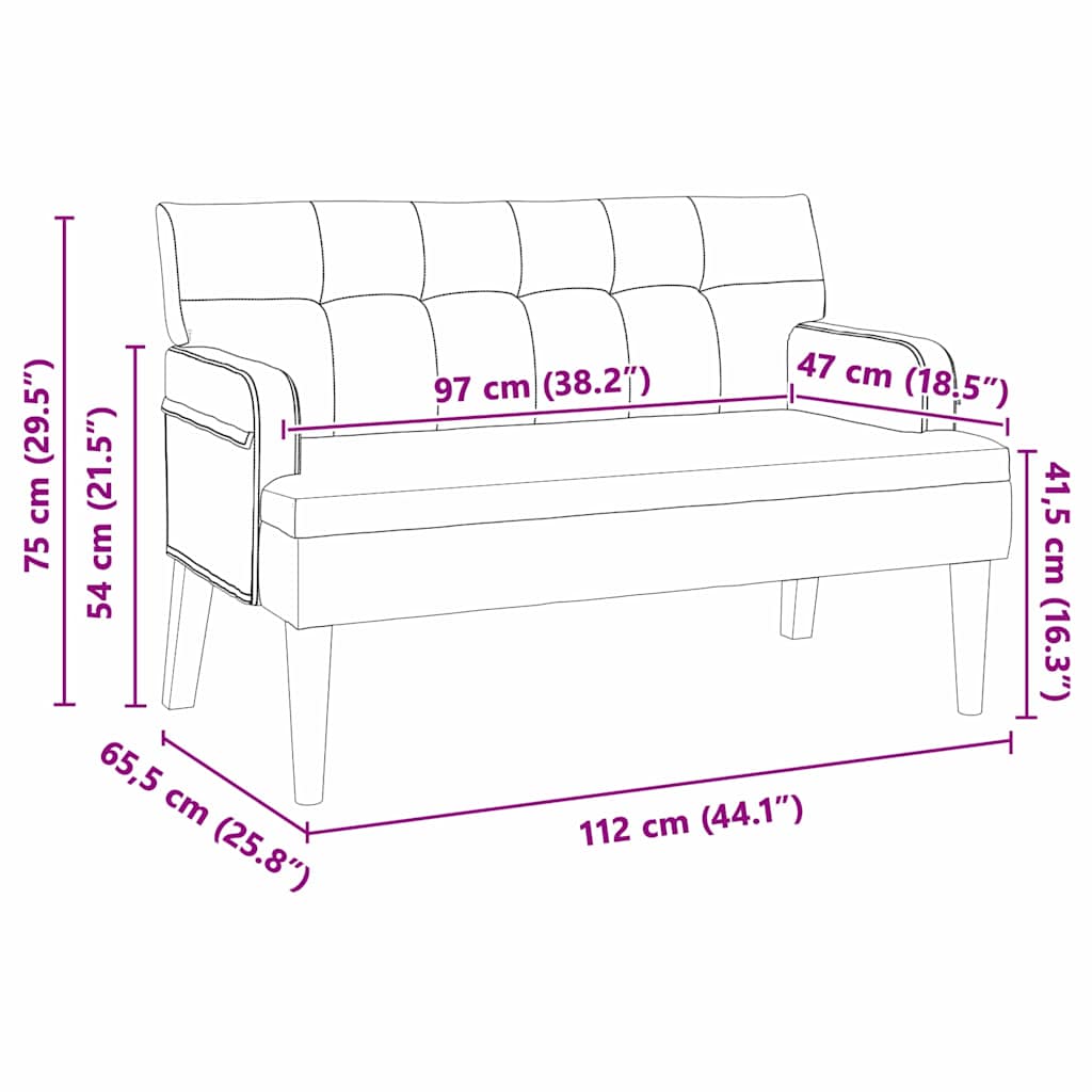 Chesterfield Bank Dunkelgrün 112 x 65,5 x 75 cm Samt