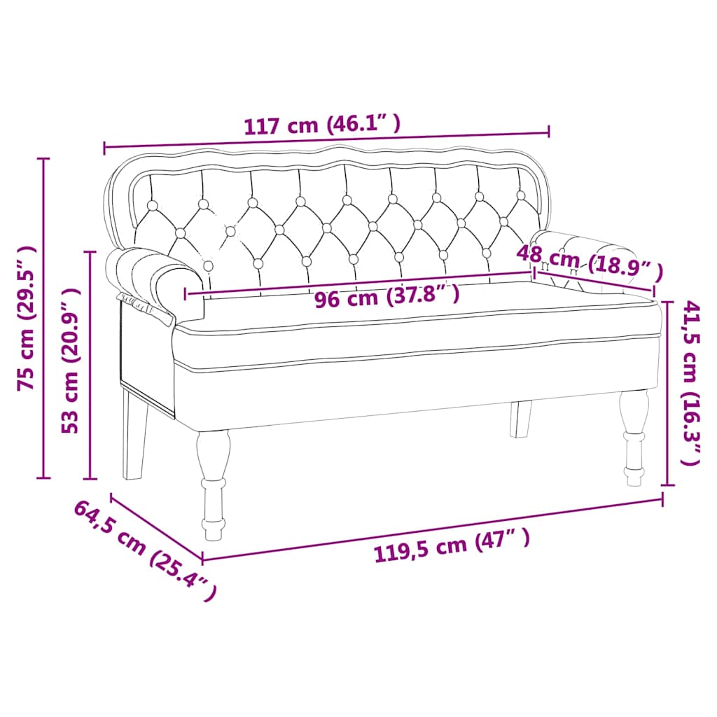 Chesterfield Bank Cappuccino 119,5 x 64,5 x 75 cm Kunstleder