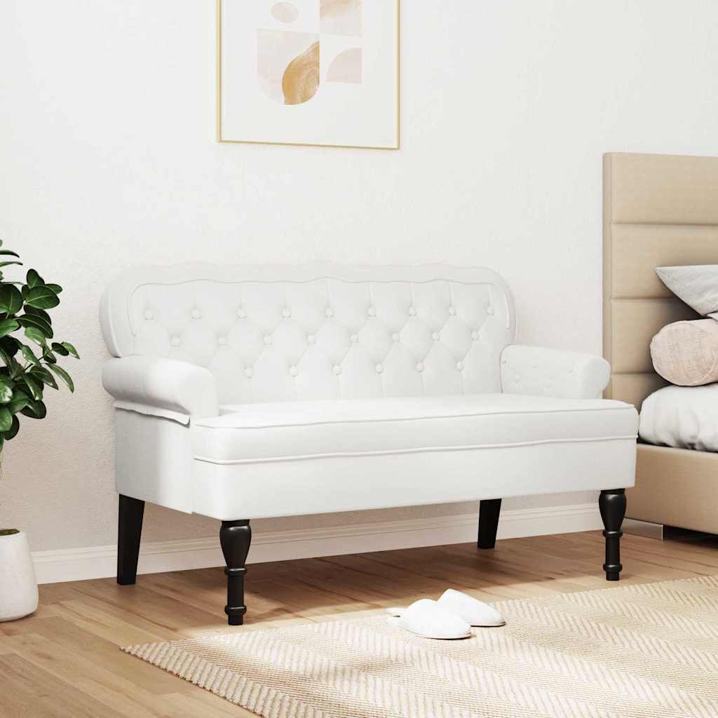 Chesterfield Bank Weiß 119,5 x 64,5 x 75 cm Kunstleder