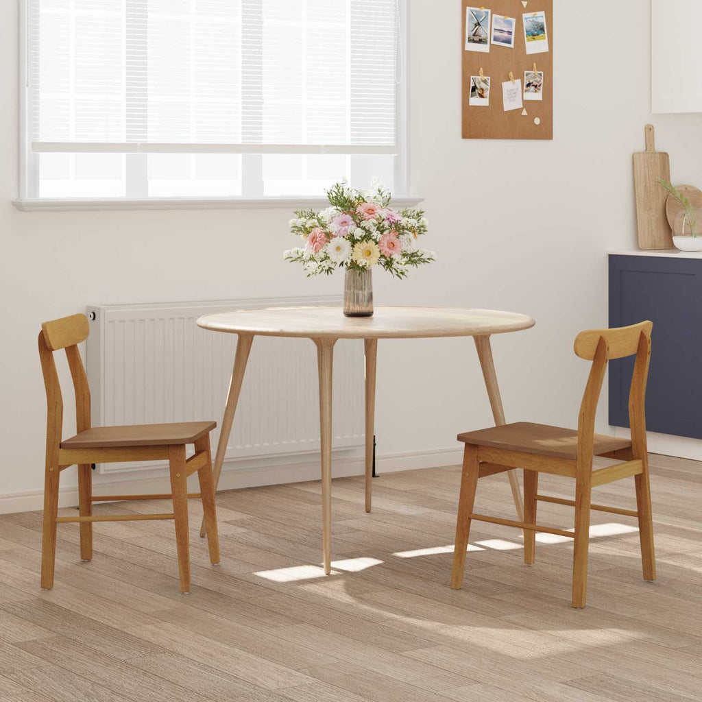 Esszimmerstuhl 2 pcs Natur 43 x 44,5 x 77 cm Massives Gummiholz