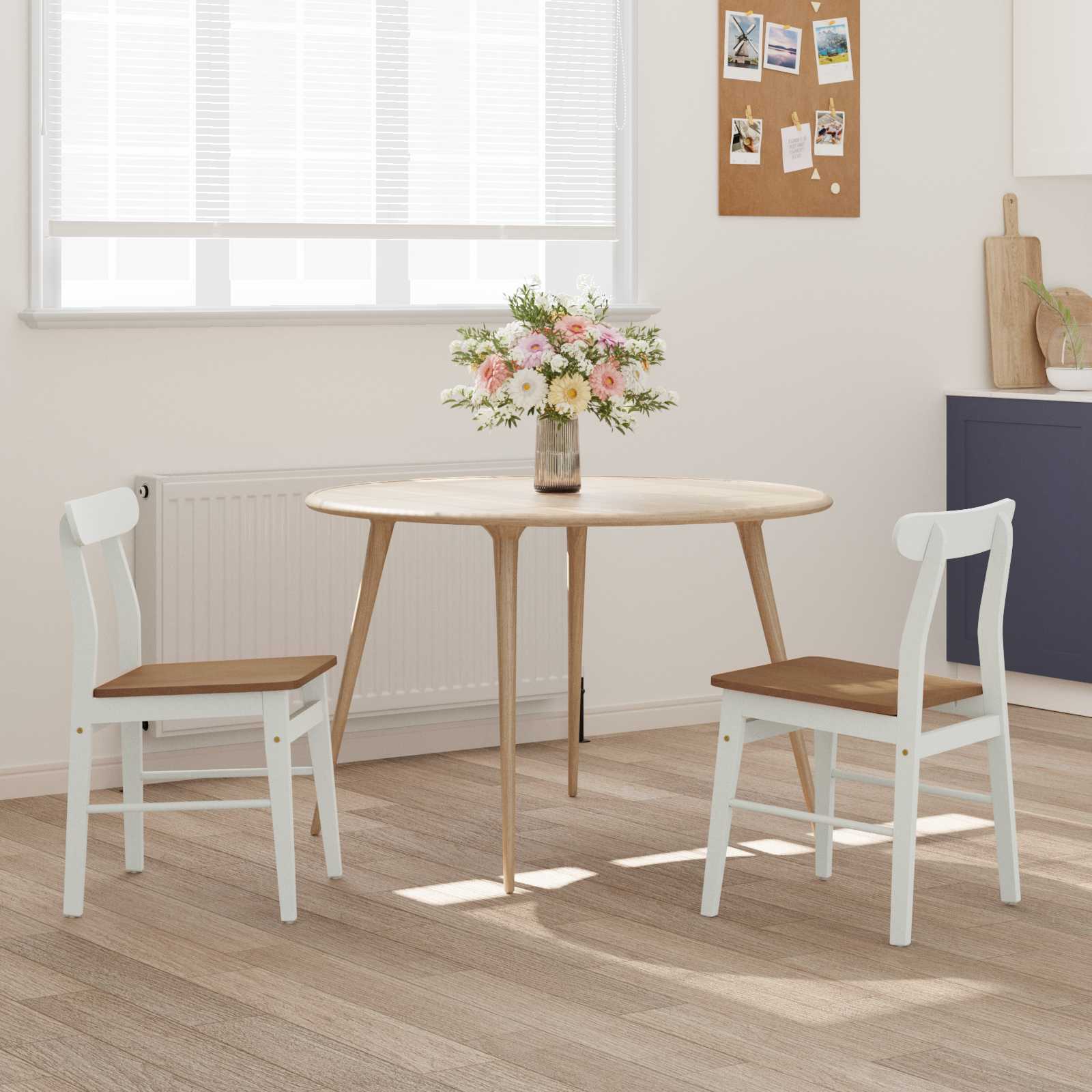 Esszimmerstuhl 2 pcs Weiß und Natur 43 x 44,5 x 77 cm