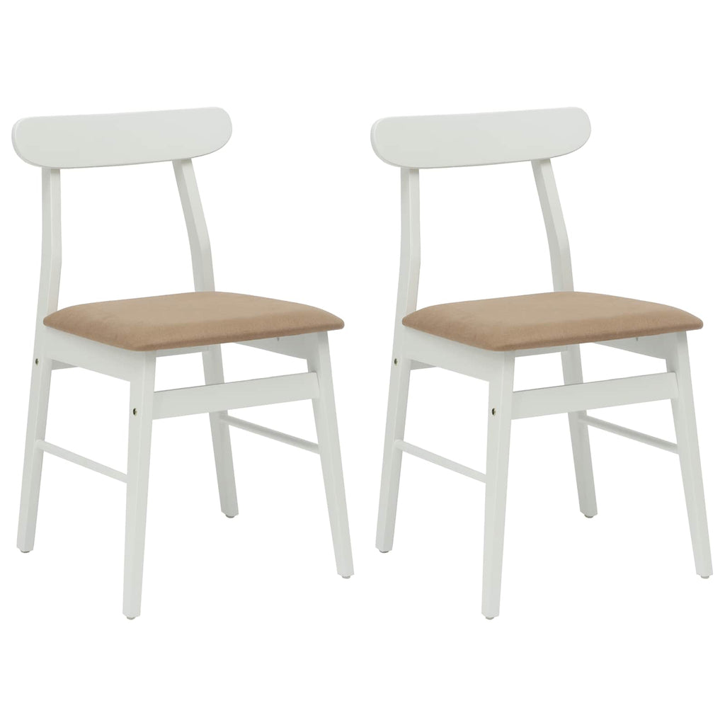 Esszimmerstuhl 2 pcs Weiß und Braun Massives Gummiholz