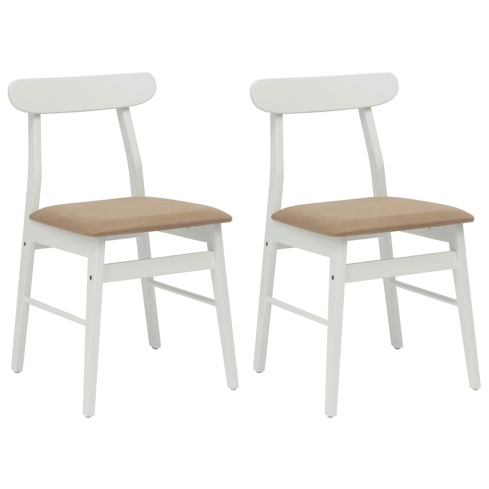 Esszimmerstuhl 2 pcs Weiß und Braun Massives Gummiholz