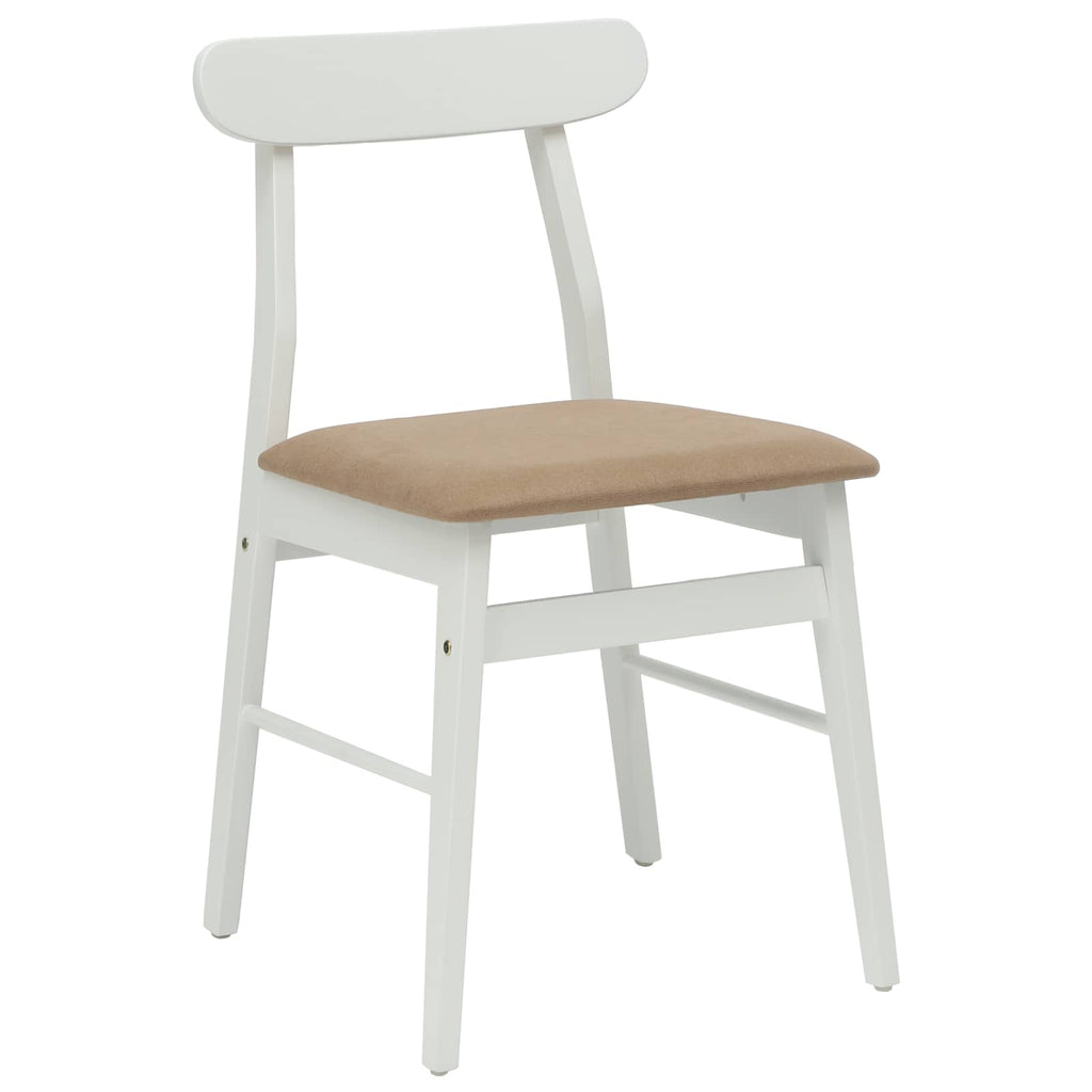 Esszimmerstuhl 2 pcs Weiß und Braun Massives Gummiholz