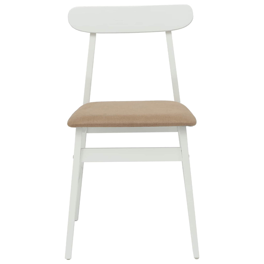 Esszimmerstuhl 2 pcs Weiß und Braun Massives Gummiholz