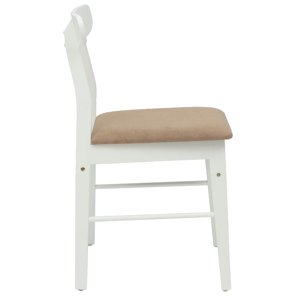 Esszimmerstuhl 2 pcs Weiß und Braun Massives Gummiholz