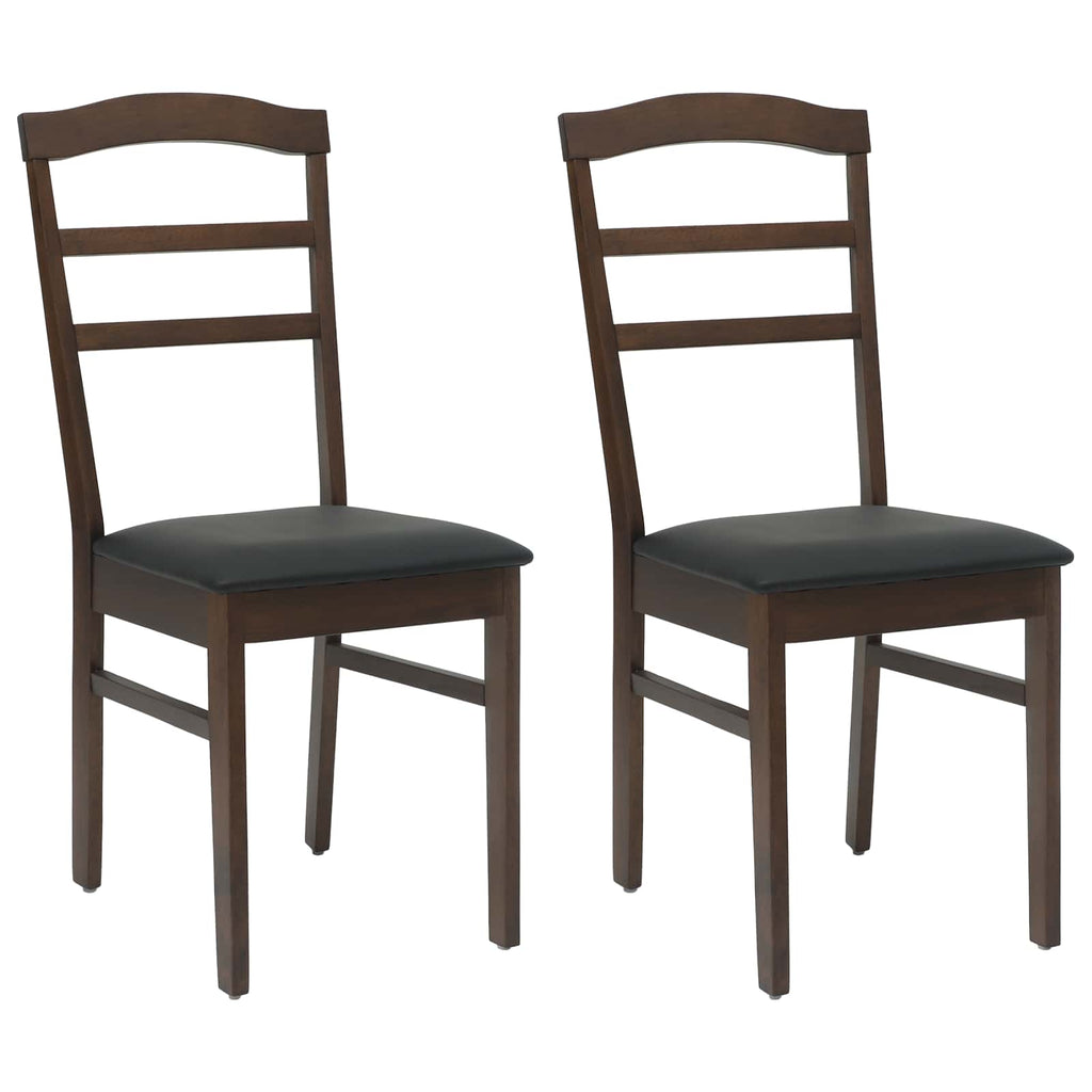 Esszimmerstuhl 2 pcs Hellbraun und Schwarz Massives Gummiholz