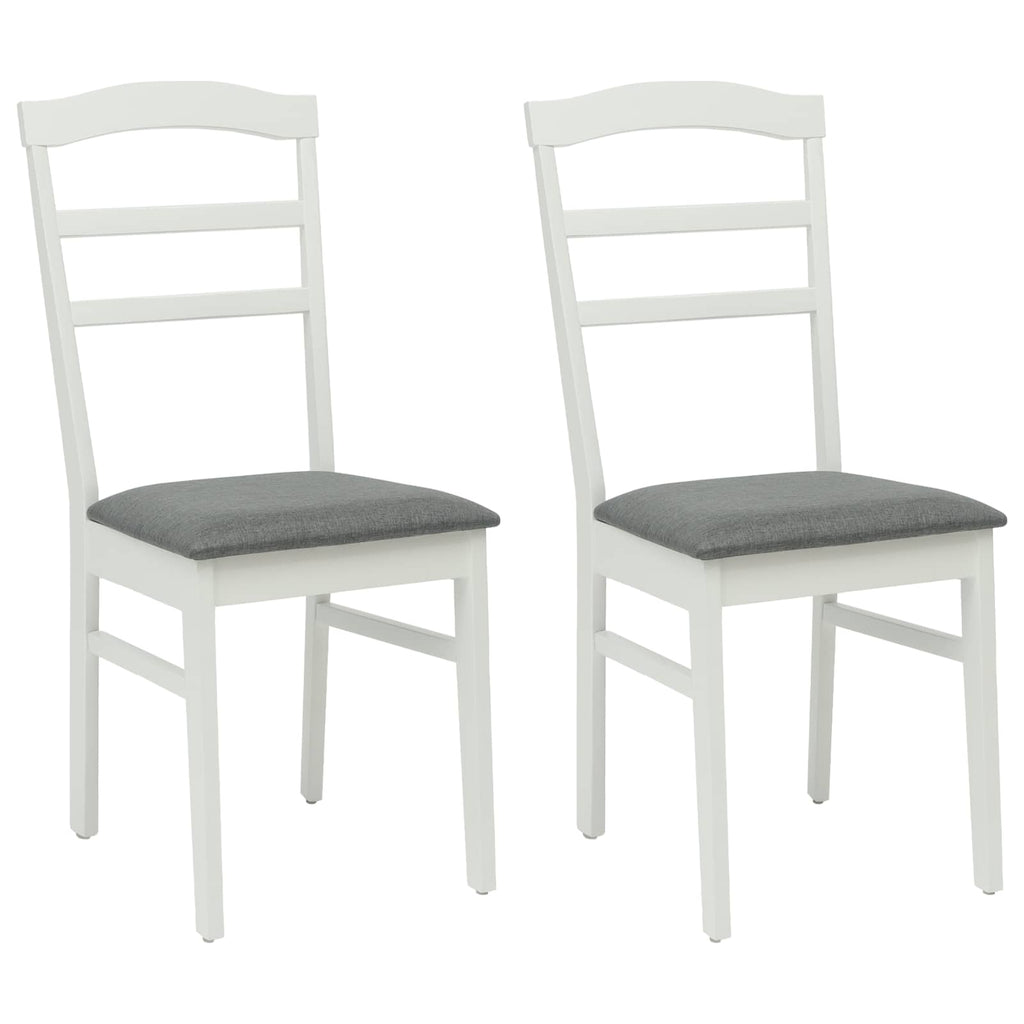 Esszimmerstuhl 2 pcs Weiß und Grau Massives Gummiholz