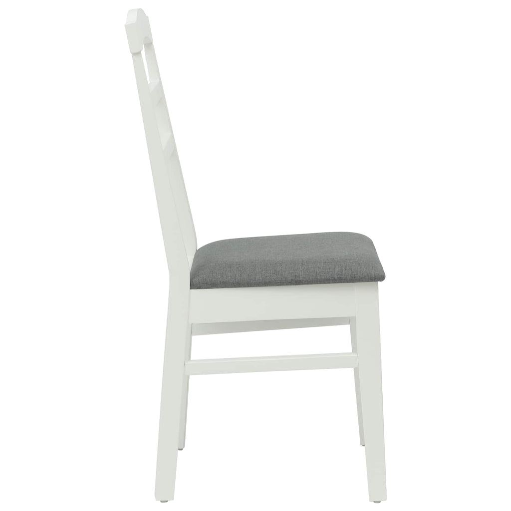Esszimmerstuhl 2 pcs Weiß und Grau Massives Gummiholz