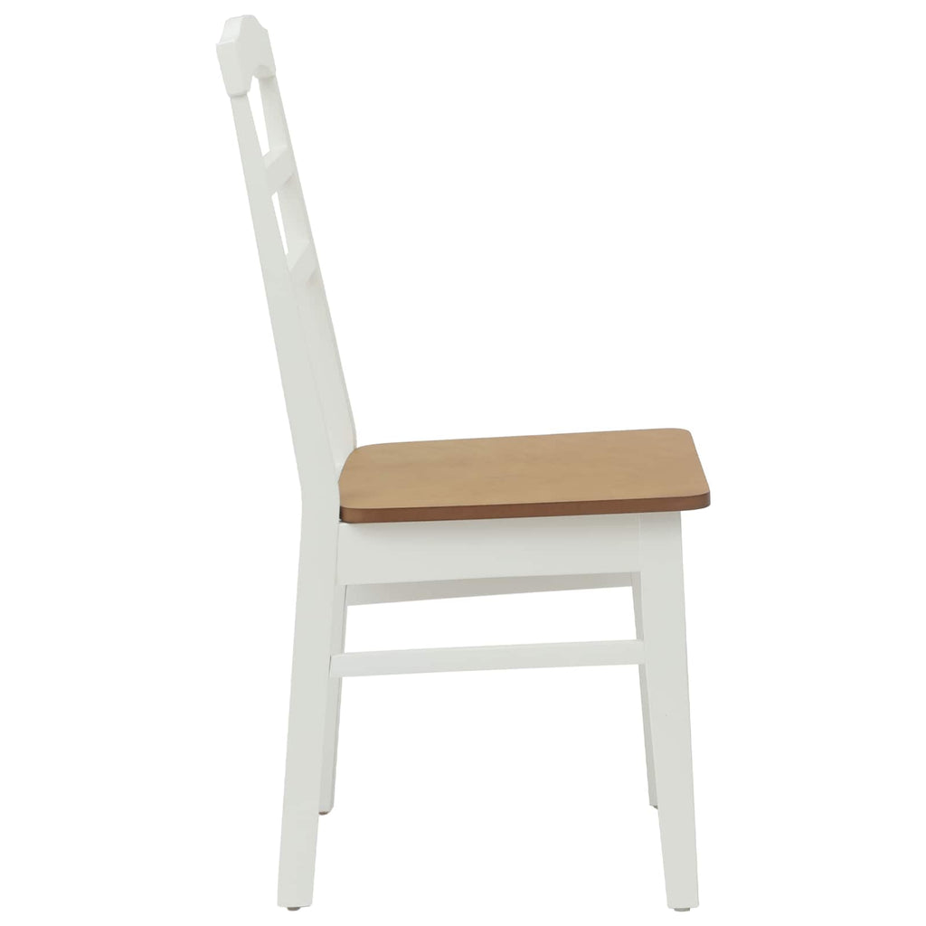 Esszimmerstuhl 2 pcs Weiß und Natur Massives Gummiholz