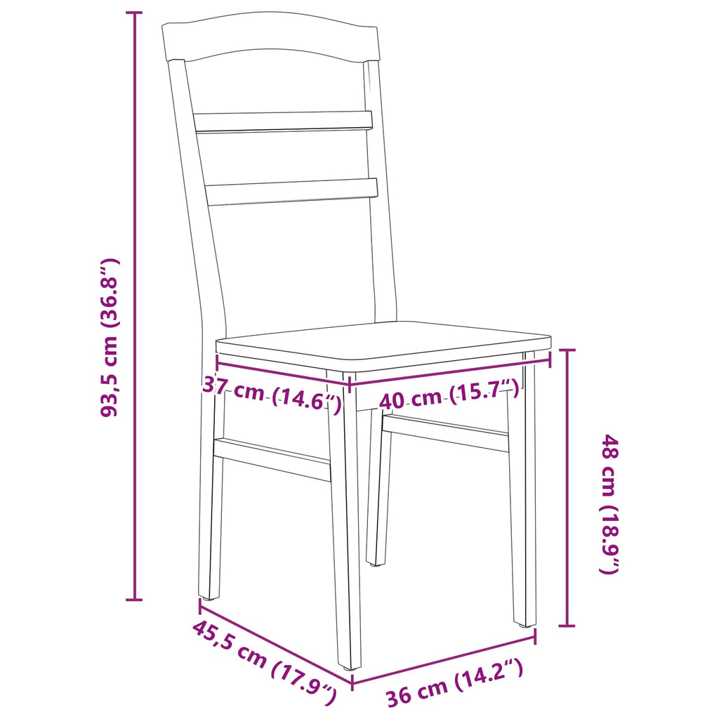 Esszimmerstuhl 2 pcs Weiß Massives Gummiholz