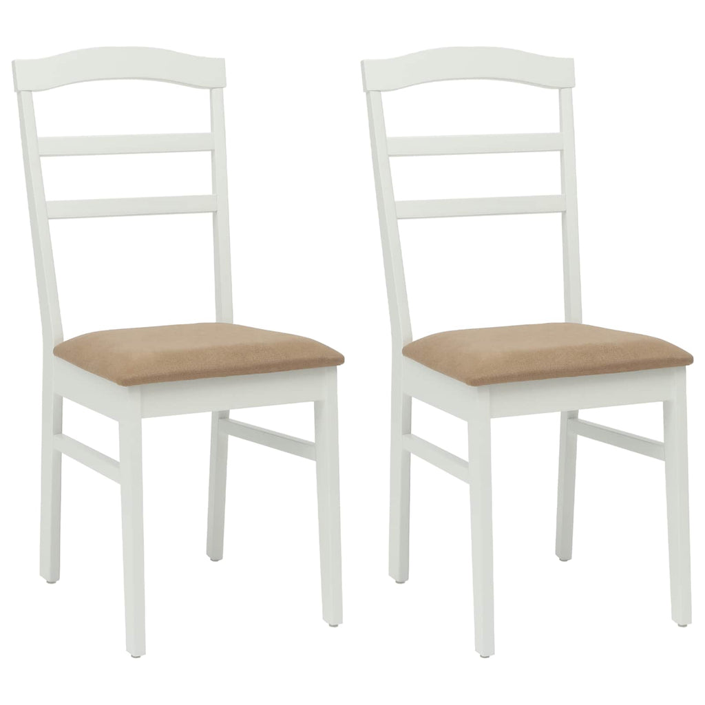 Esszimmerstuhl 2 pcs Weiß und Braun Massives Gummiholz