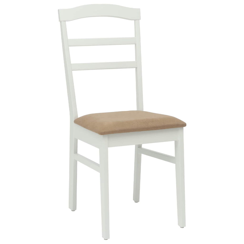 Esszimmerstuhl 2 pcs Weiß und Braun Massives Gummiholz
