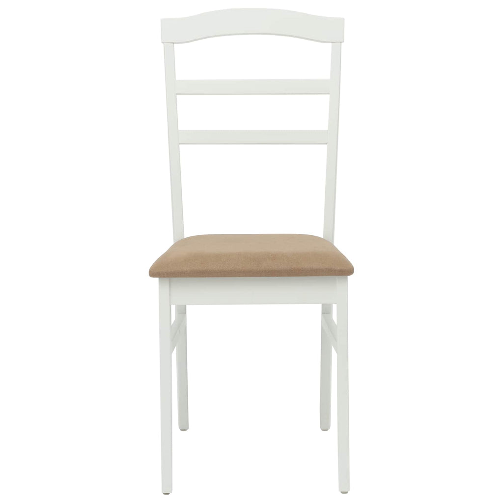 Esszimmerstuhl 2 pcs Weiß und Braun Massives Gummiholz