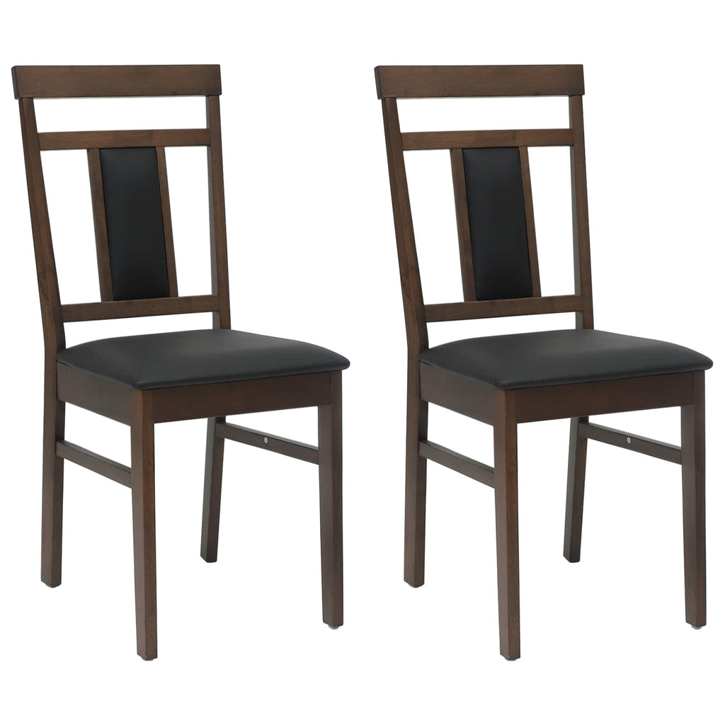 Esszimmerstuhl 2 pcs Hellbraun und Schwarz Massives Gummiholz