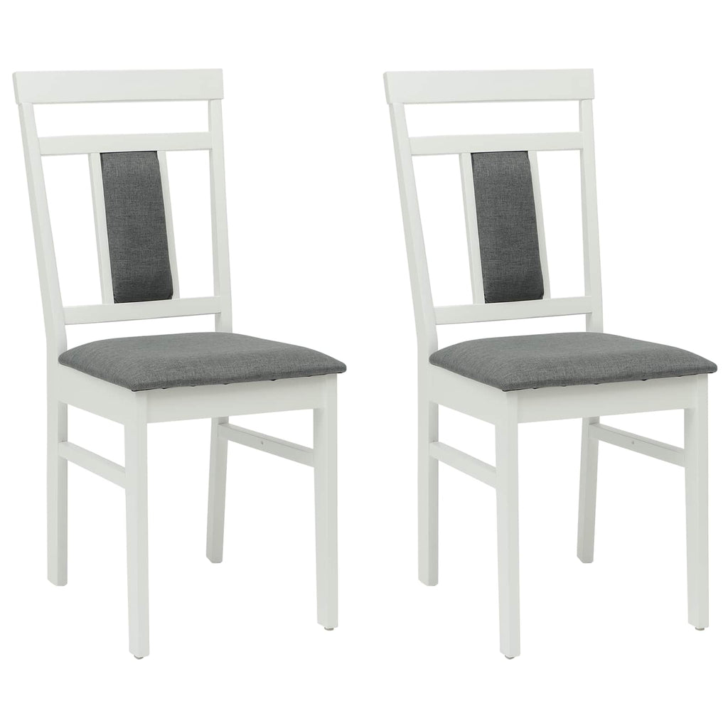 Esszimmerstuhl 2 pcs Weiß und Grau Massives Gummiholz