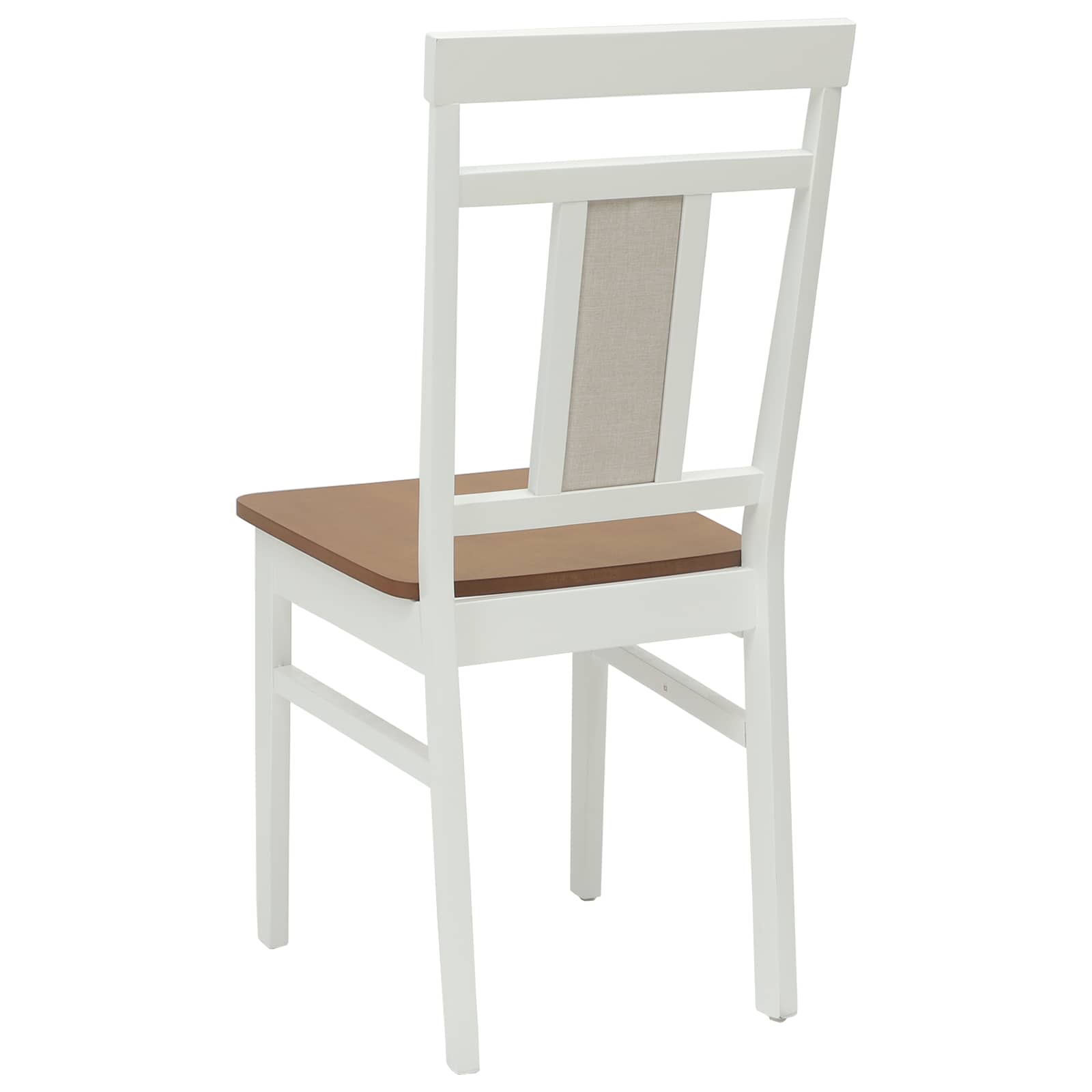 Esszimmerstuhl 2 pcs Weiß und Natur Massives Gummiholz