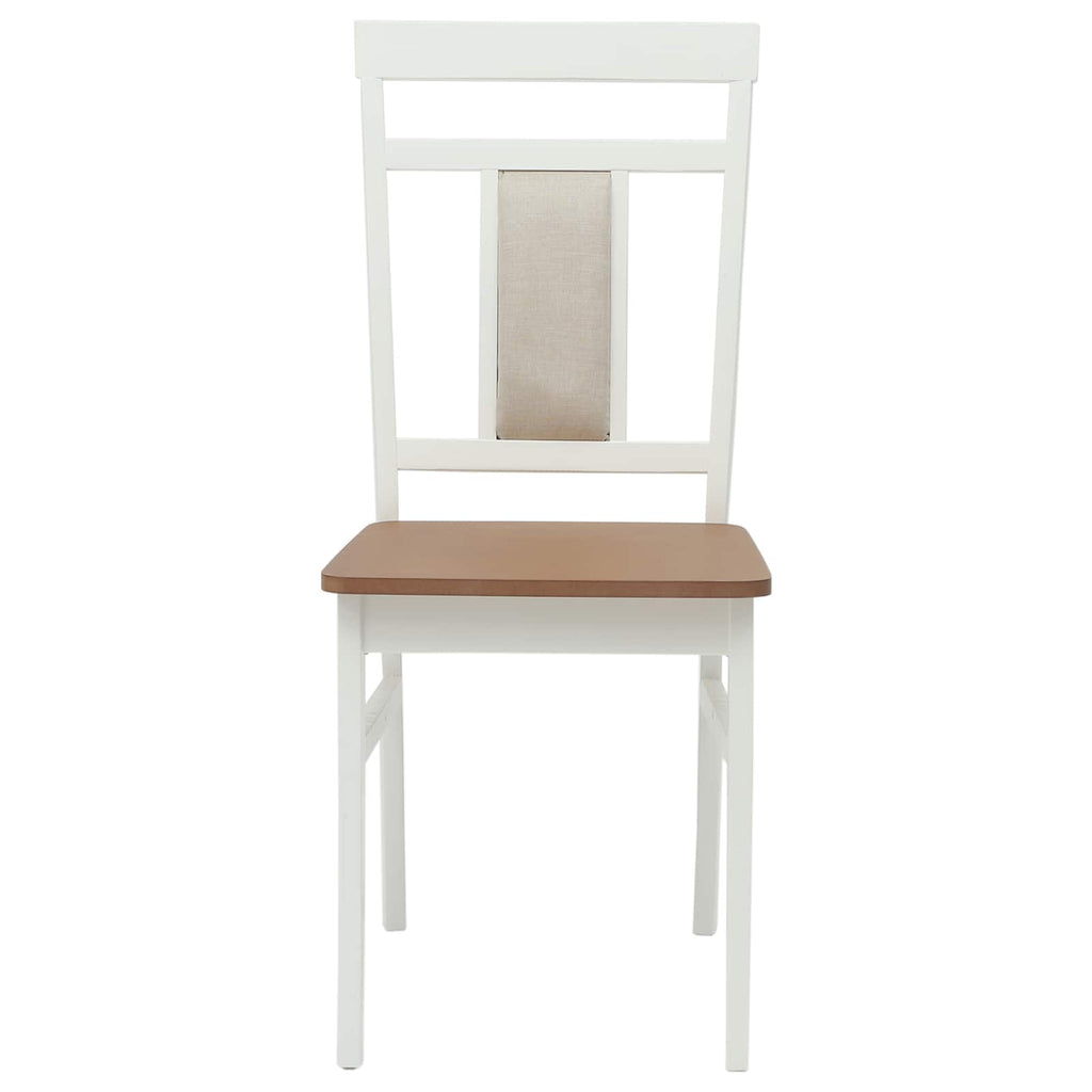Esszimmerstuhl 2 pcs Weiß und Natur Massives Gummiholz