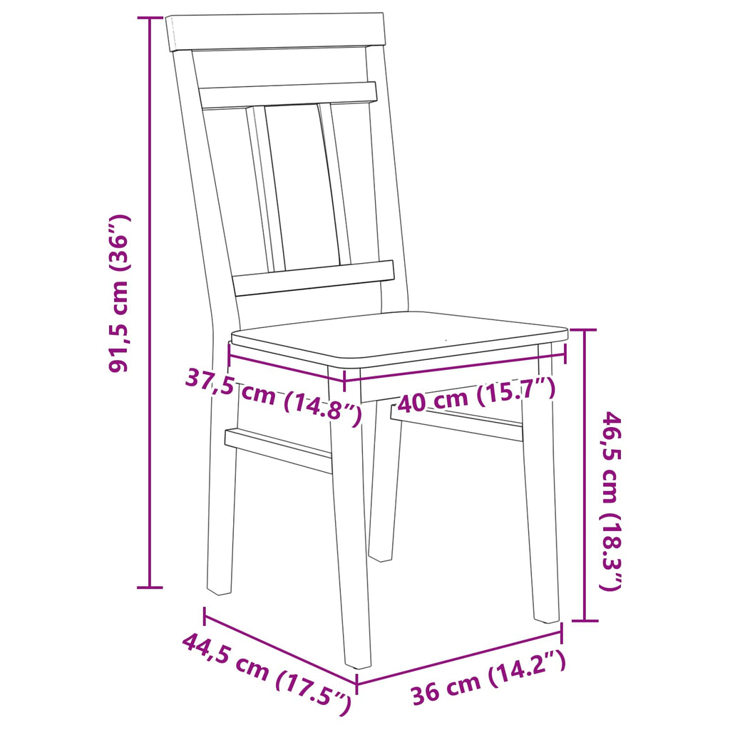 Esszimmerstuhl 2 pcs Weiß und Natur Massives Gummiholz