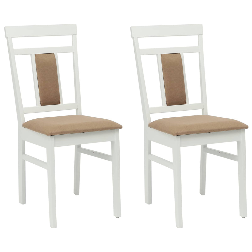 Esszimmerstuhl 2 pcs Weiß und Braun Massives Gummiholz