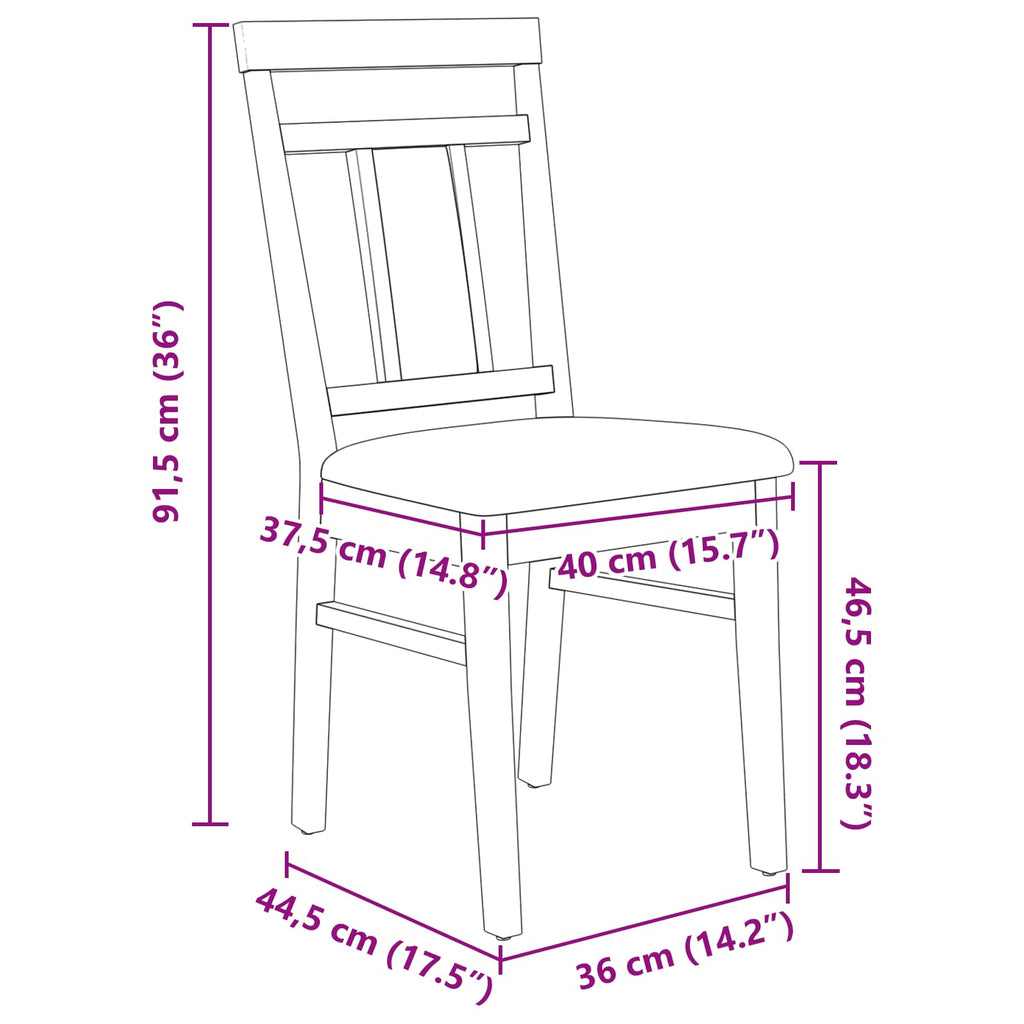 Esszimmerstuhl 2 pcs Weiß und Braun Massives Gummiholz