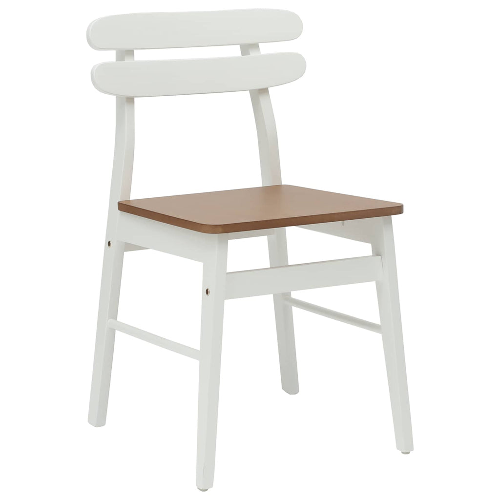 Esszimmerstuhl 2 pcs Weiß und Natur Massives Gummiholz