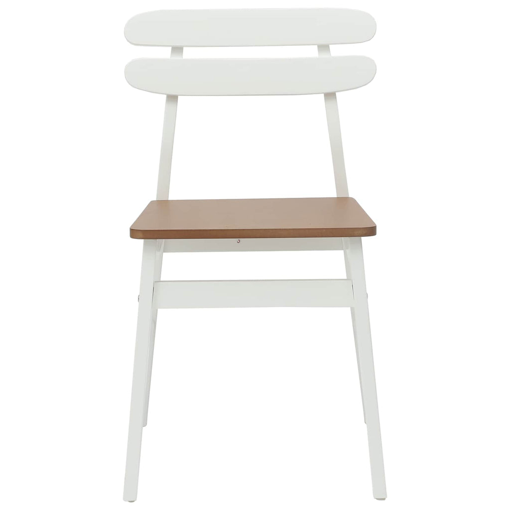 Esszimmerstuhl 2 pcs Weiß und Natur Massives Gummiholz