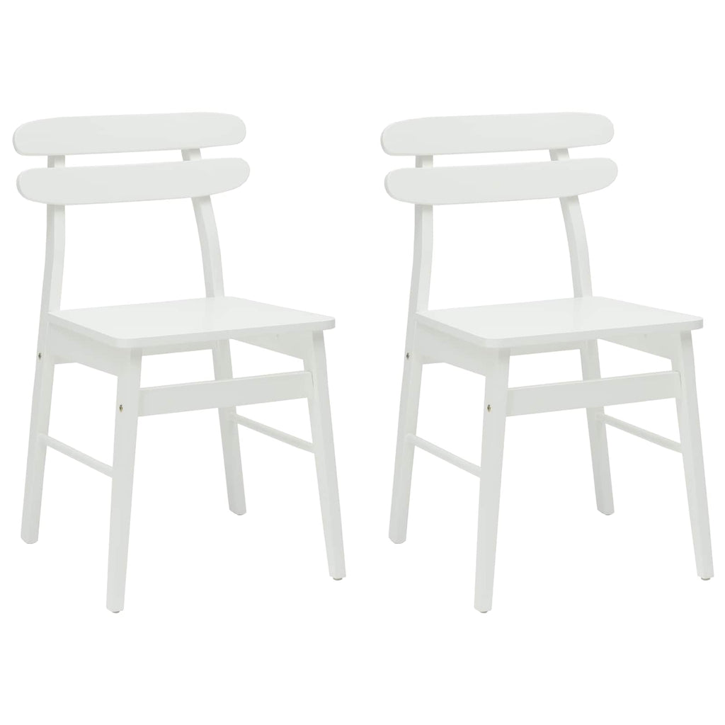 Esszimmerstuhl 2 pcs Weiß Massives Gummiholz