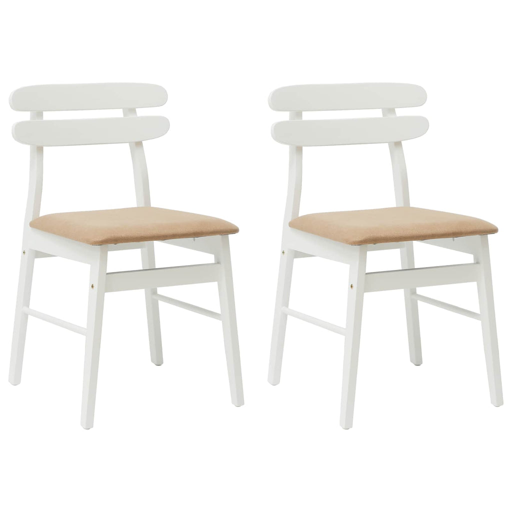 Esszimmerstuhl 2 pcs Weiß und Braun Massives Gummiholz