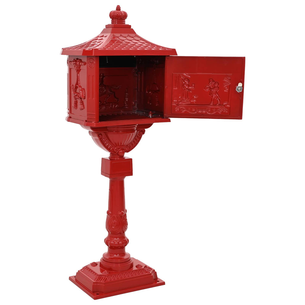 Stehender Briefkasten Rot 42,5 x 29,5 x 117 cm Gussaluminium