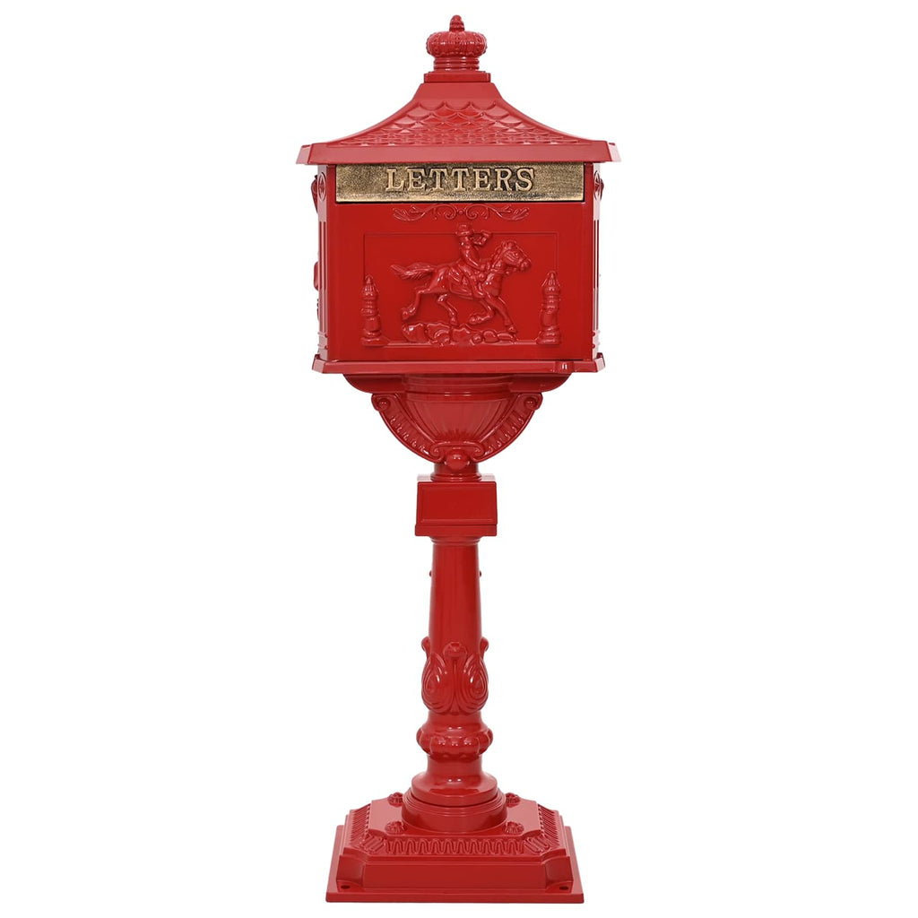 Stehender Briefkasten Rot 42,5 x 29,5 x 117 cm Gussaluminium
