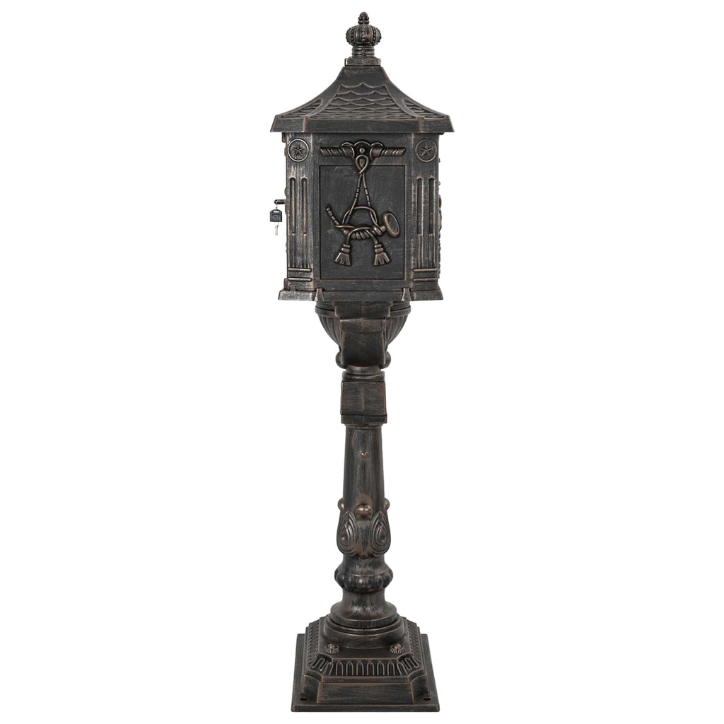 Stehender Briefkasten Bronze 42,5 x 29,5 x 117 cm Gussaluminium