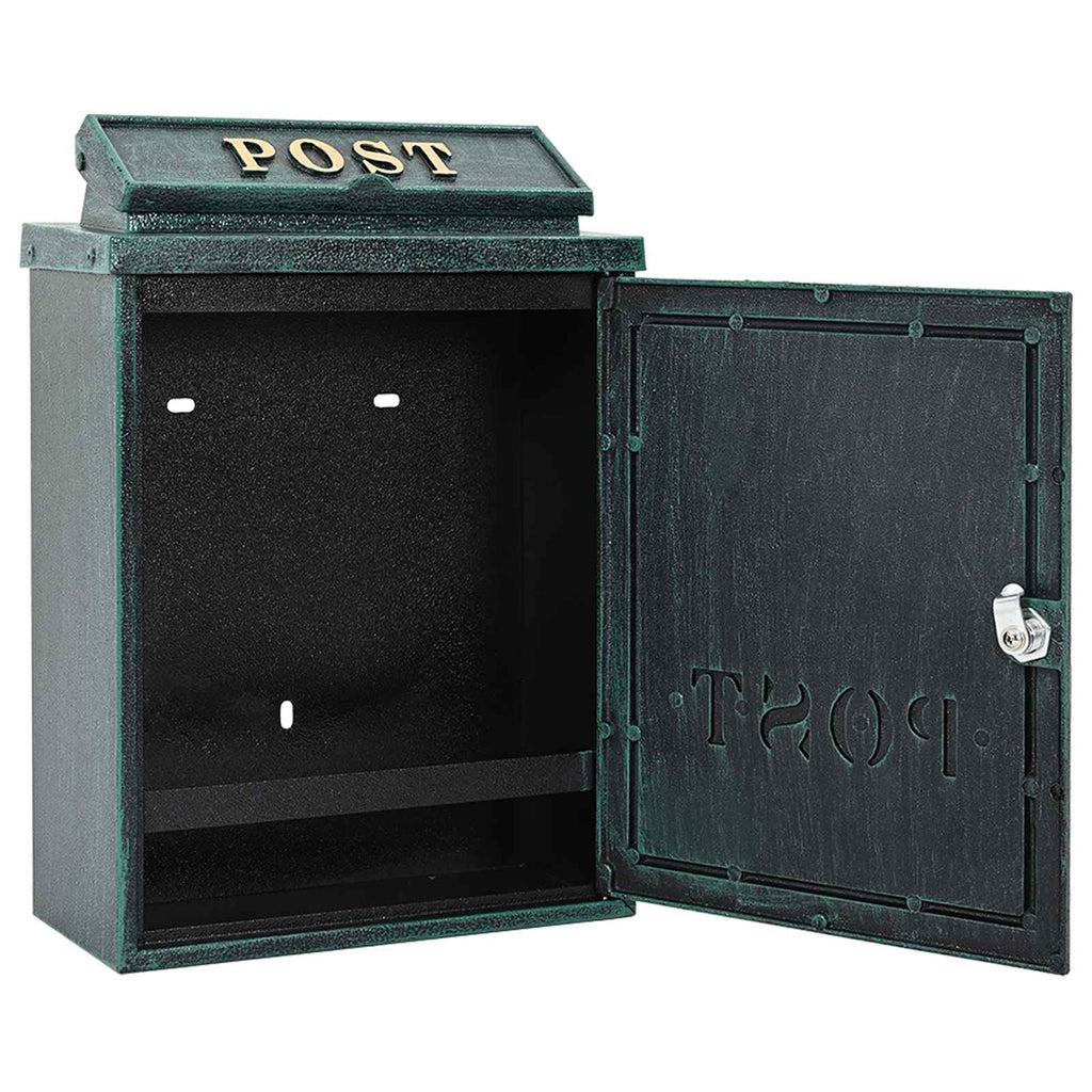 Wandmontierter Briefkasten Grün 29 x 13 x 41 cm Gussaluminium