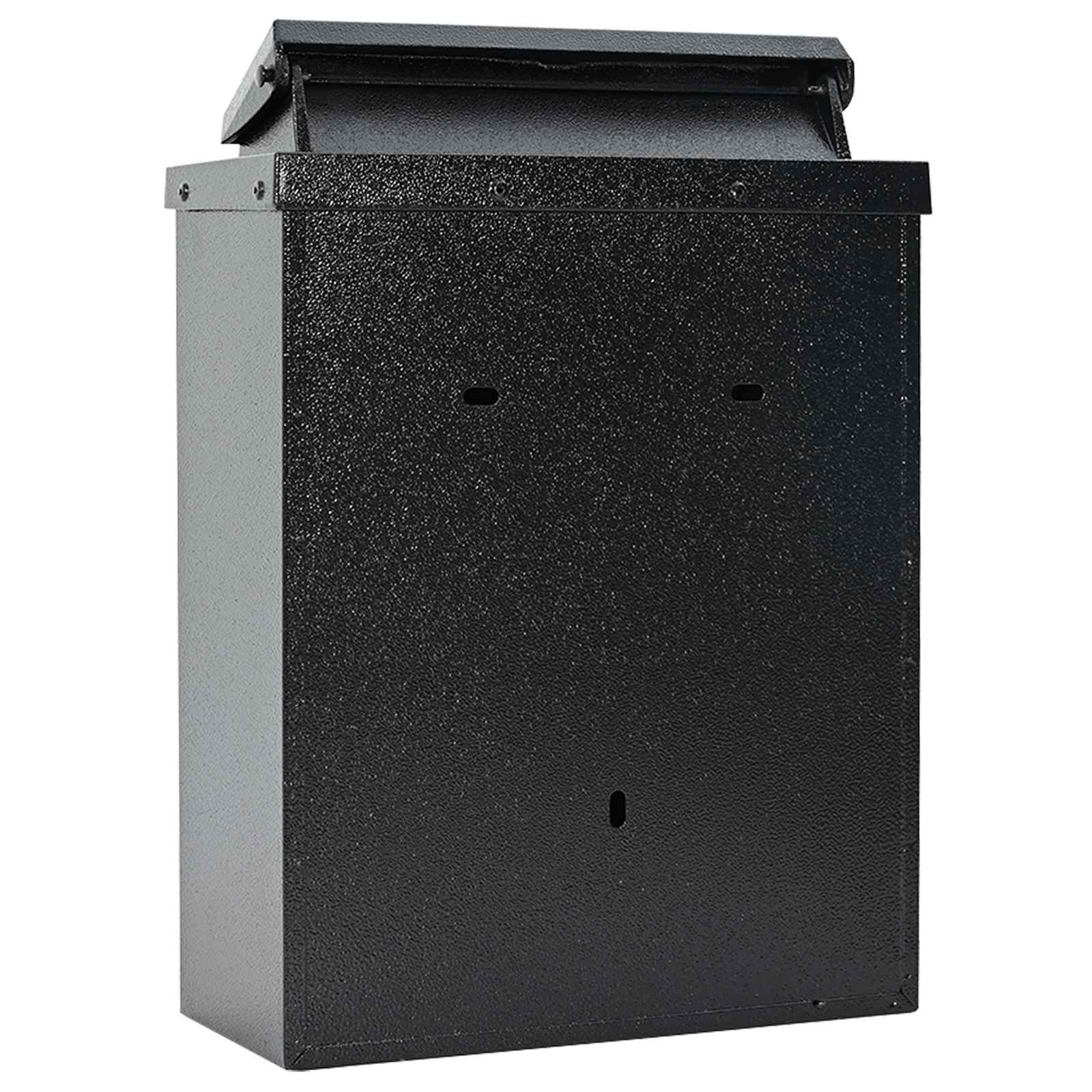 Wandmontierter Briefkasten mit Speicher Schwarz 29 x 13 x 41 cm