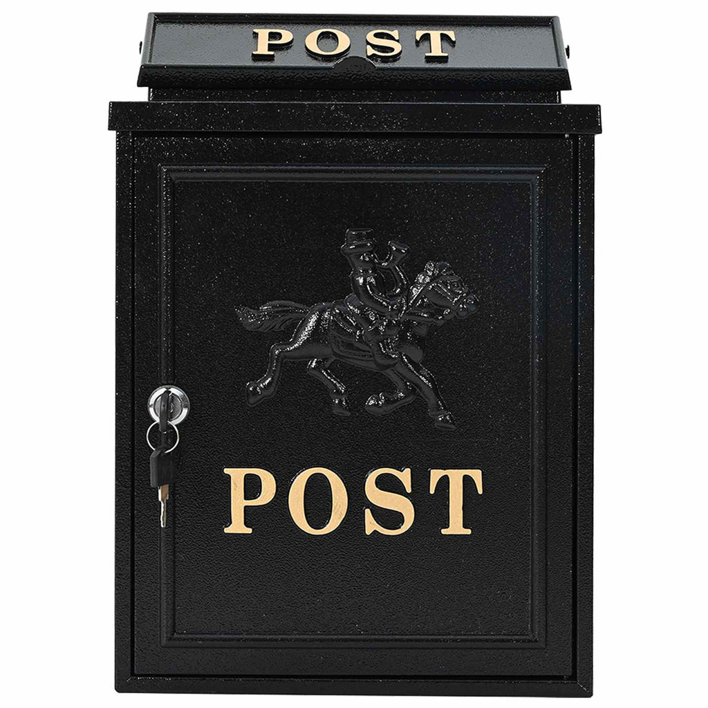 Wandmontierter Briefkasten mit Speicher Schwarz 29 x 13 x 41 cm