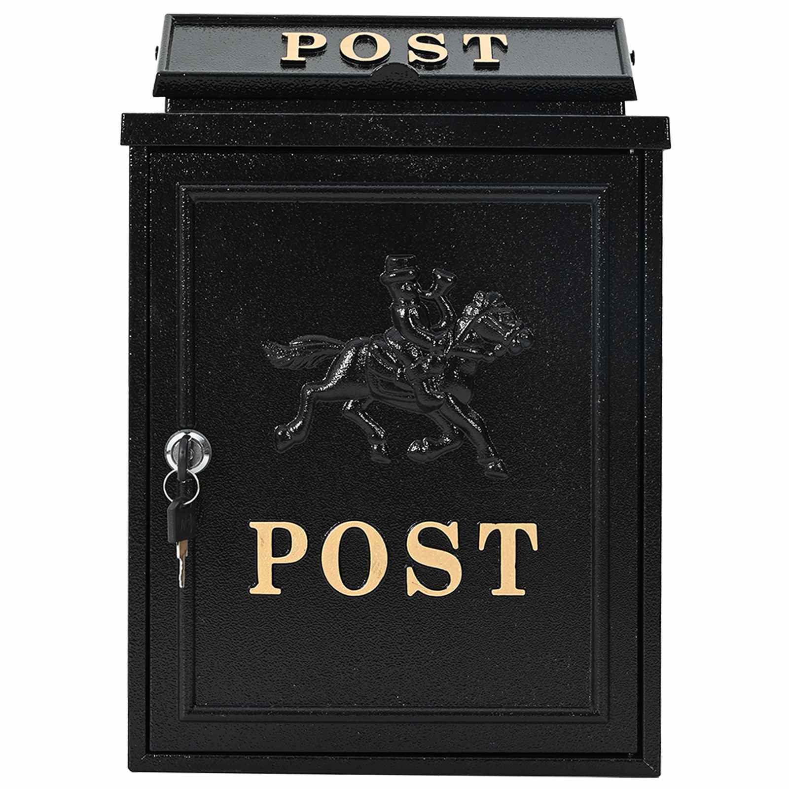 Wandmontierter Briefkasten mit Speicher Schwarz 29 x 13 x 41 cm