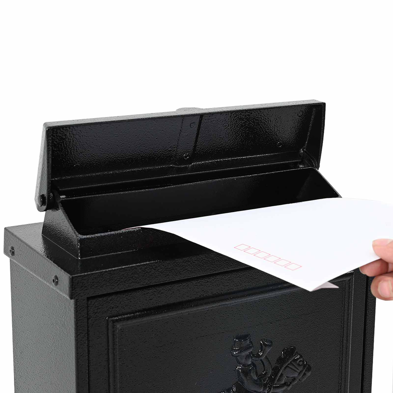 Wandmontierter Briefkasten mit Speicher Schwarz 29 x 13 x 41 cm
