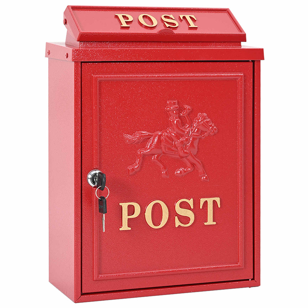 Wandmontierter Briefkasten Rot 29 x 13 x 41 cm Gussaluminium