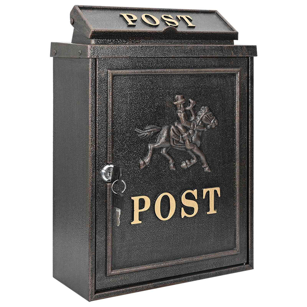 Wandmontierter Briefkasten Bronze 29 x 13 x 41 cm Gussaluminium