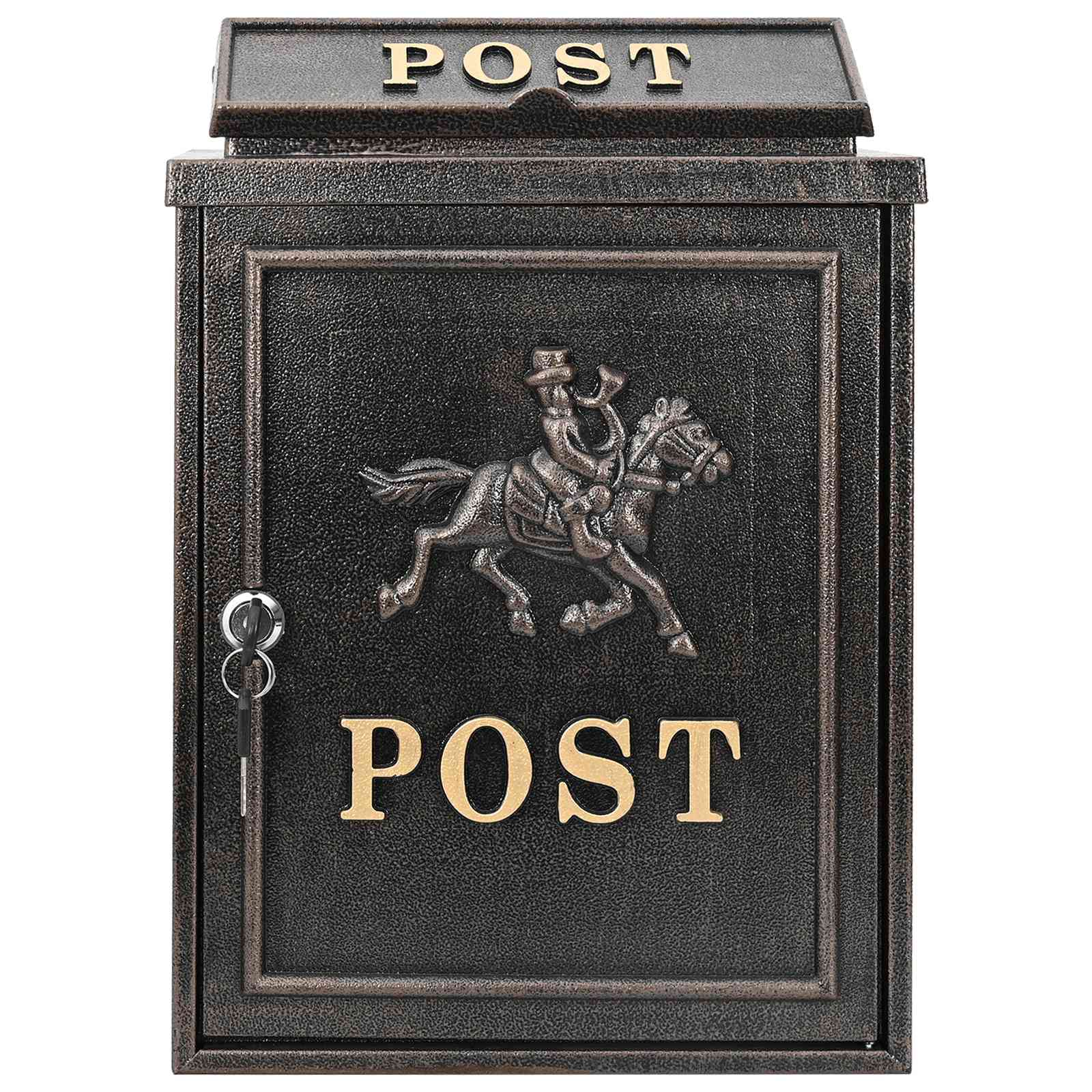 Wandmontierter Briefkasten Bronze 29 x 13 x 41 cm Gussaluminium