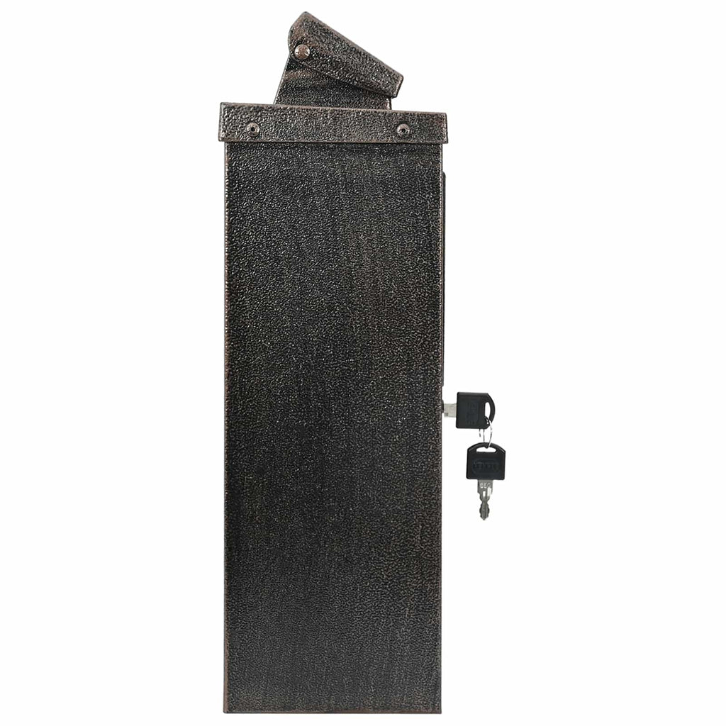 Wandmontierter Briefkasten Bronze 29 x 13 x 41 cm Gussaluminium
