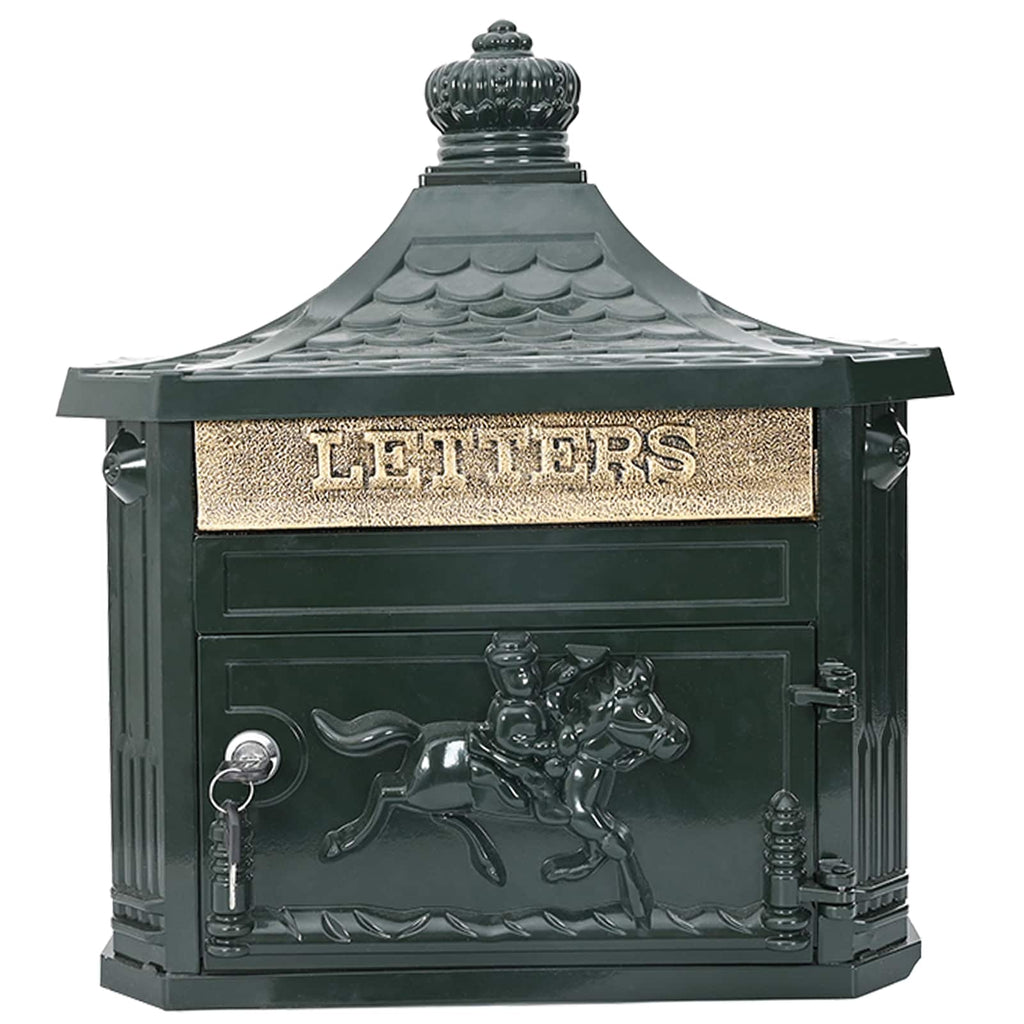 Wandmontierter Briefkasten Grün 40,5 x 16 x 45 cm Gussaluminium
