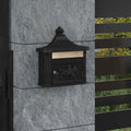 Wandmontierter Briefkasten mit Tür Schwarz 40,5 x 16 x 45 cm