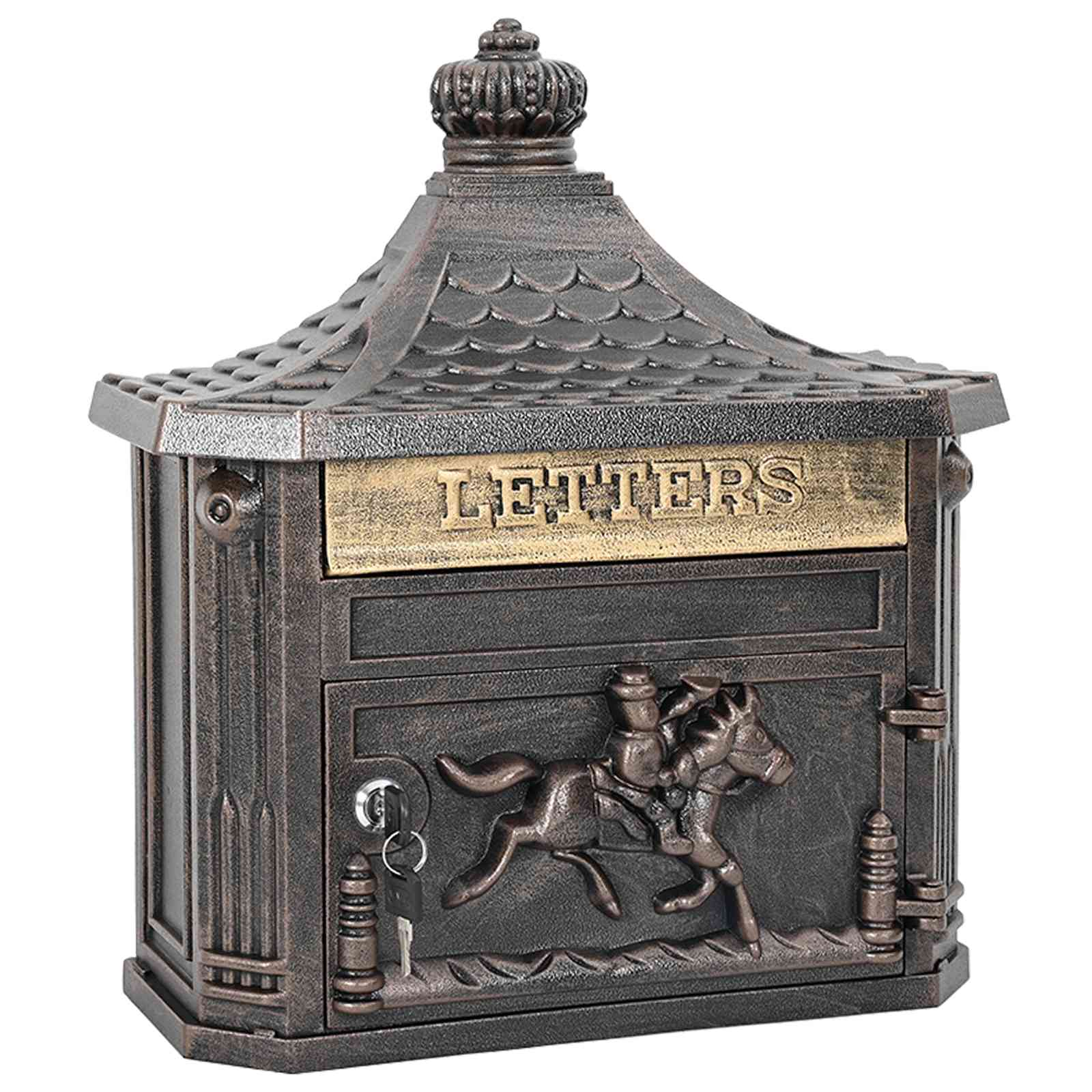 Wandmontierter Briefkasten mit Tür Bronze 40,5 x 16 x 45 cm