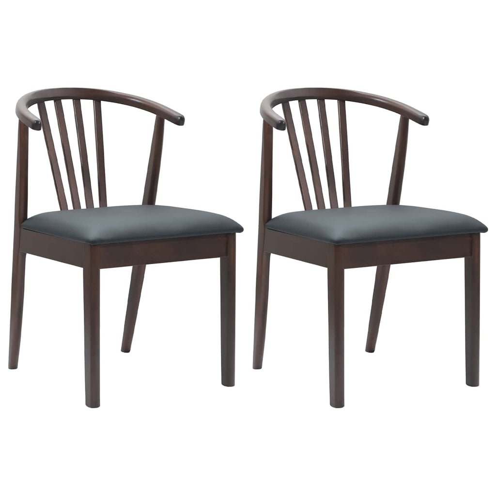 Esszimmerstuhl 2 pcs Hellbraun und Schwarz Solides Gummiholz